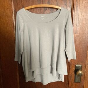 purejill Layered Cotton-blend 3/4 Sleeve Top - Women's Size Small Petite